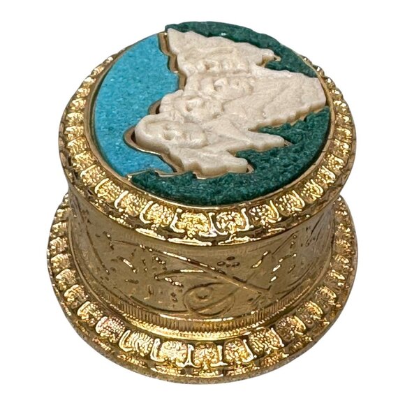 Black Hills Gold Mount Rushmore Oval Trinket Jewelry Box RARE Inlaid Gemstones - Picture 12 of 13